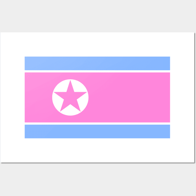 North Korea Flag Baby Pink Wall Art by lukassfr